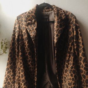 express | leopard print velour coat